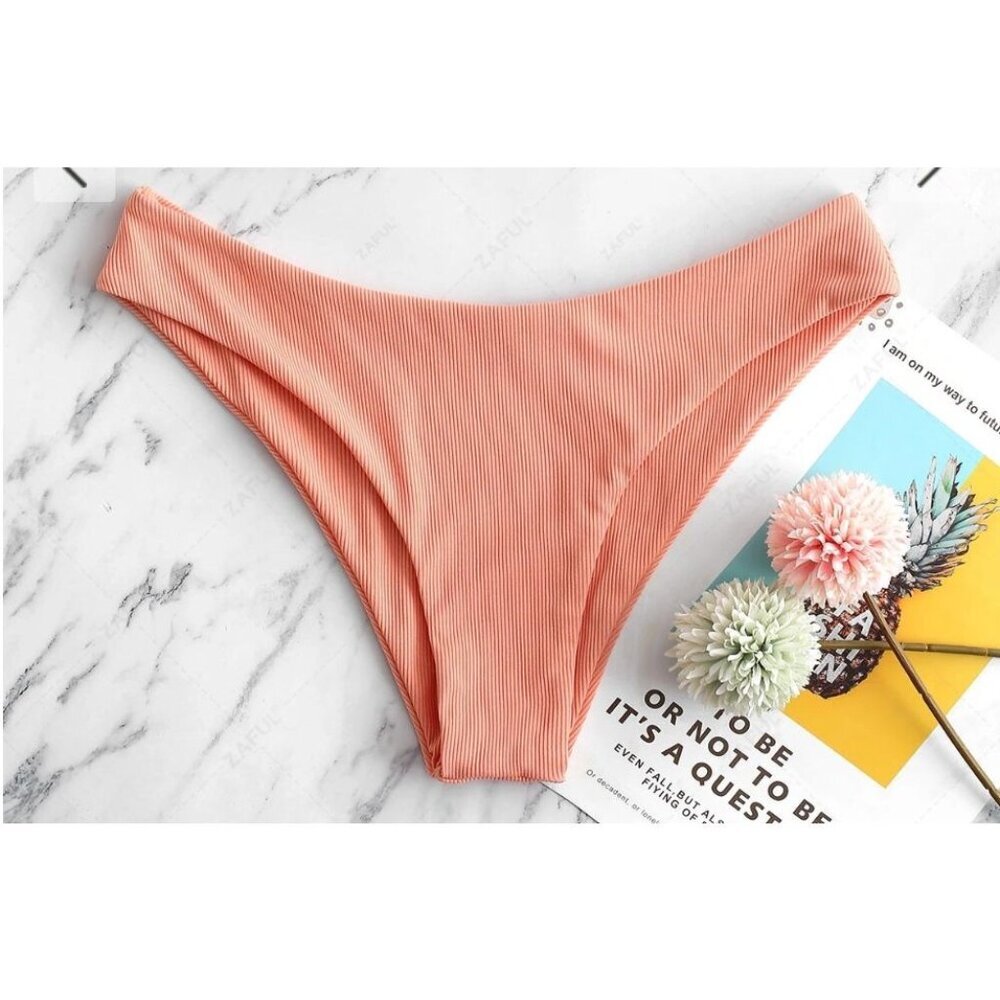 ZAFUL Pink/Orange Ribbed Bikini Bottoms - Size M (6), NWOT - Picture 1 of 7